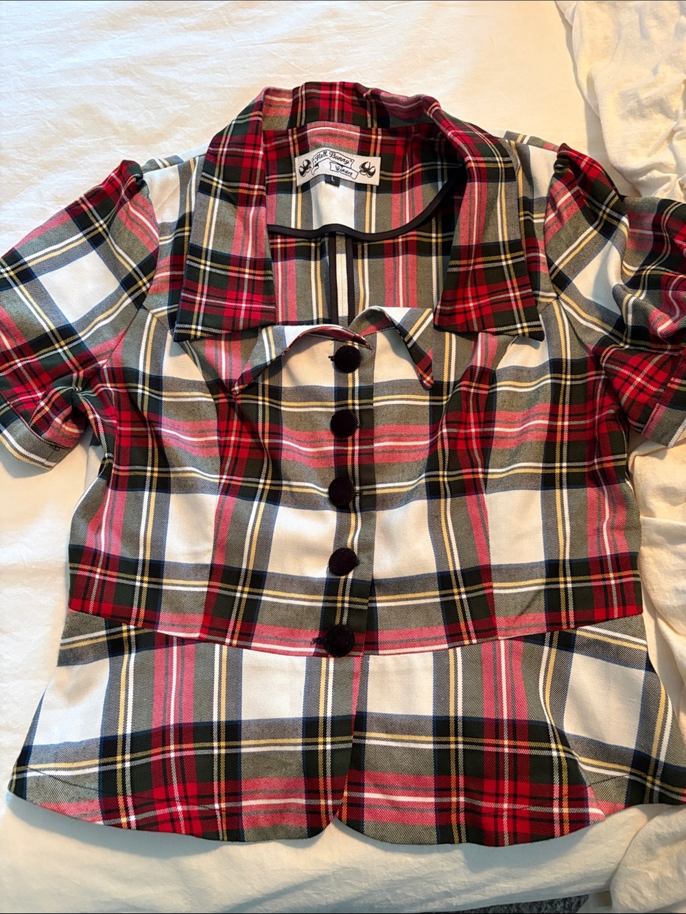 Hell Bunny Vixen pin up Red Plaid Button-Front Top